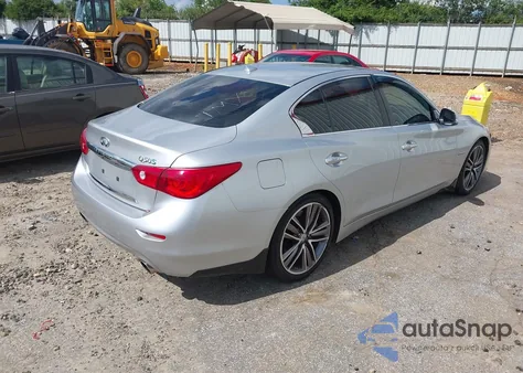 2014 Infiniti Q50 Hybrid Sport z USA, uszkodzony, nr VIN JN1AV7AP0EM690135